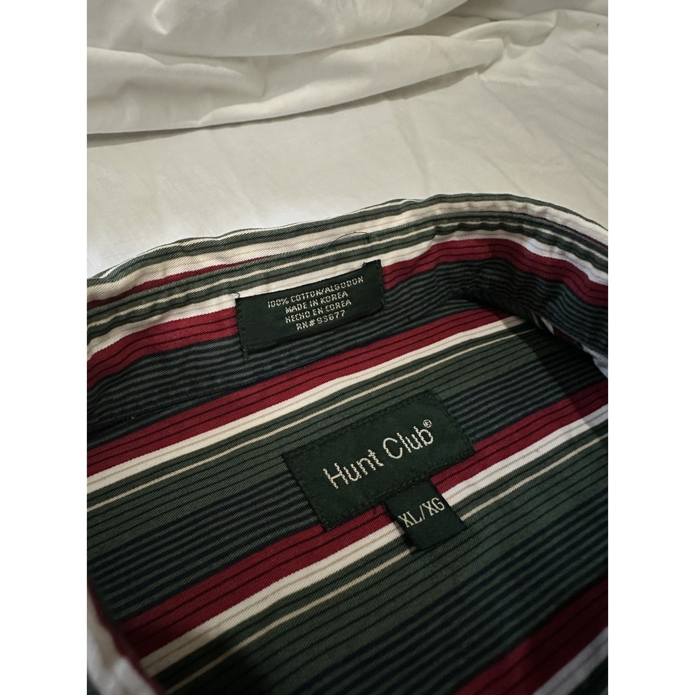 Hunt Club XL Cotton Button Up Short Sleeve Men's Collared Striped Shirt VTG - Picture 3 of 10